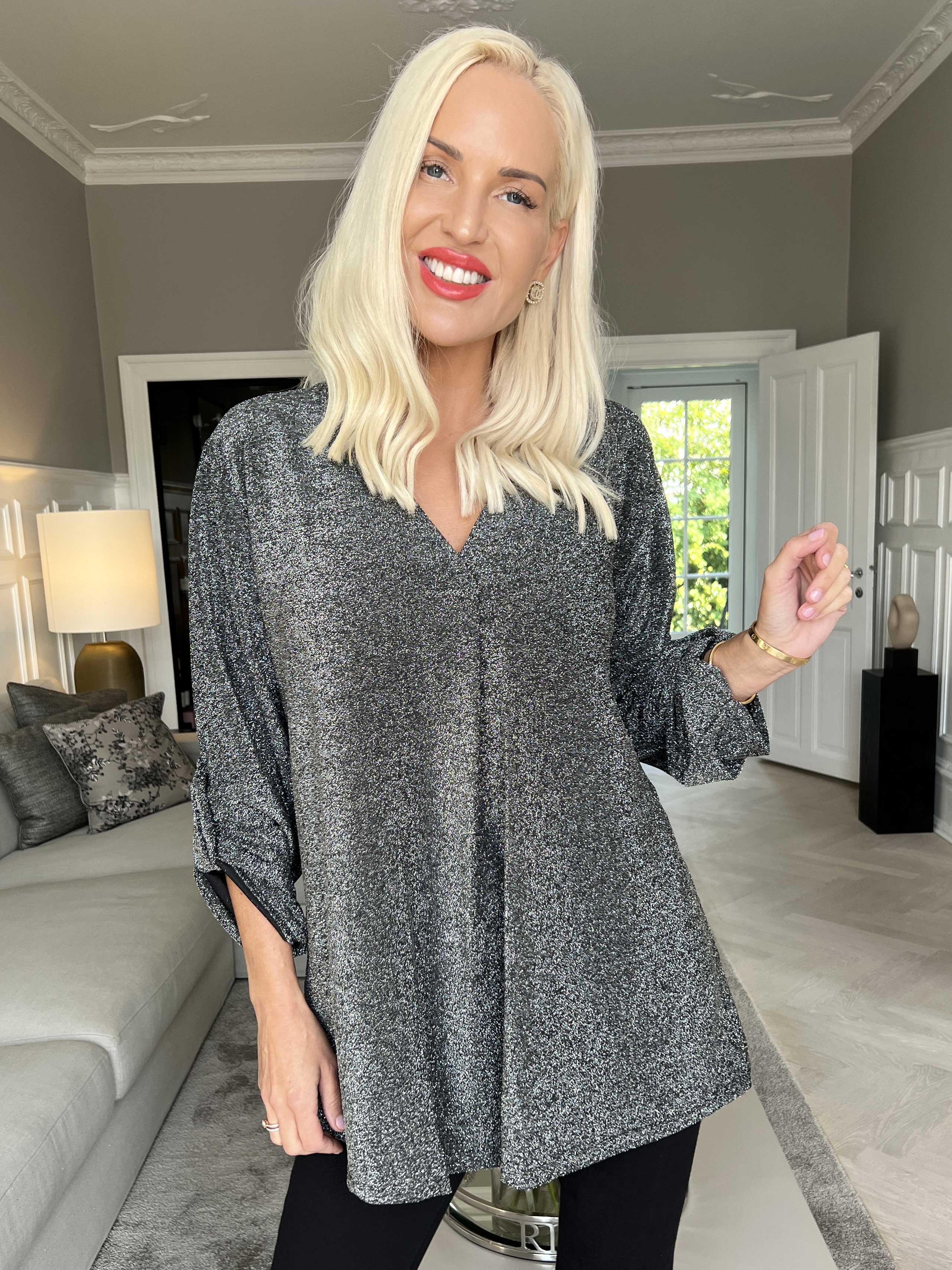 Larna Glitter - Tunika med glittertrådar och v-ringning